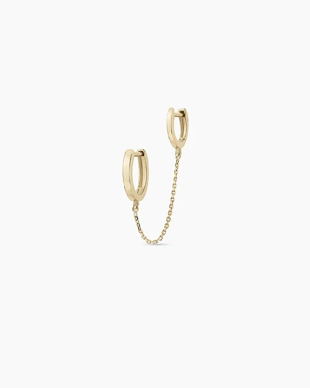 14k Gold Rose Double Huggie