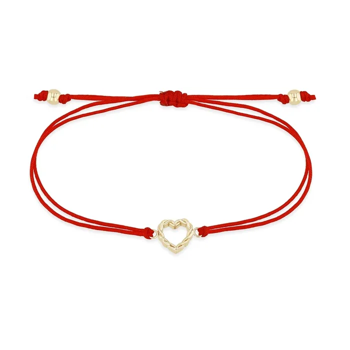 14k Gold Small Twisted Heart Thick Cord Bracelet