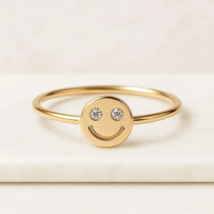 14k Gold Smiley Face Ring For Her