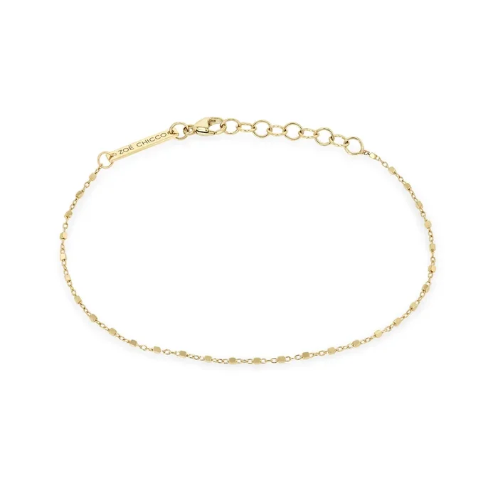 14k Gold Square Bead Chain Bracelet