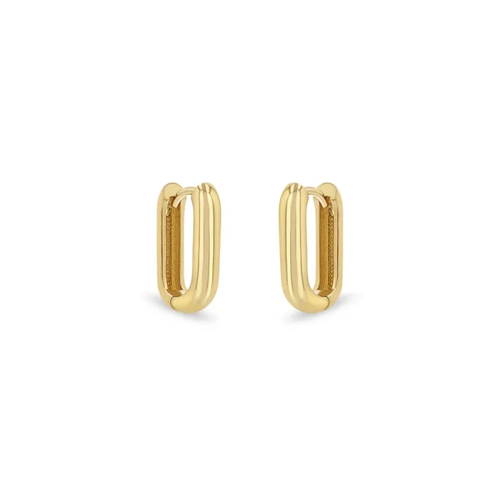 14k Gold Thick Medium Oval Hinge Hoops