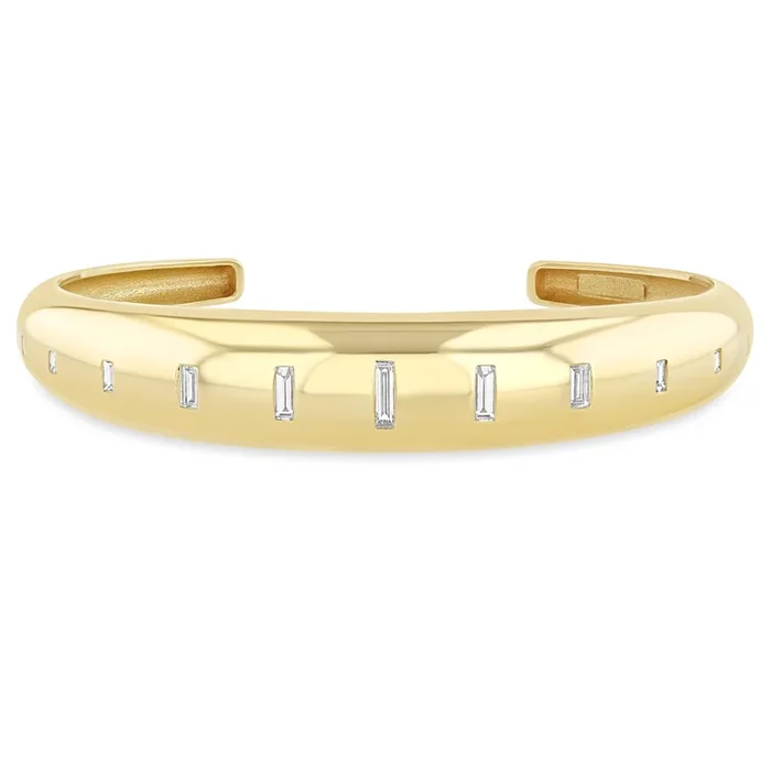 14k Graduating Vertical Baguette Diamonds Medium Aura Cuff