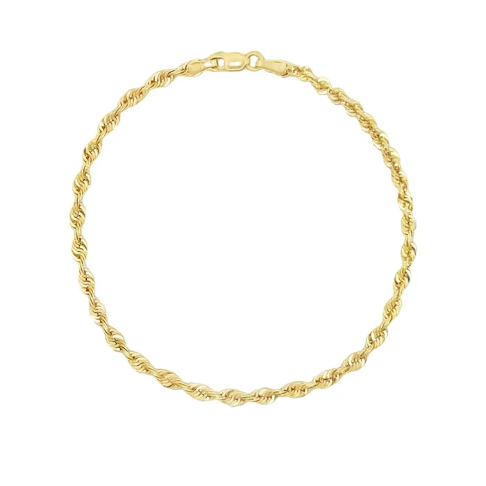 14k Hollow Rope Bracelet For Men (3MM – 8” Inches) JTJ™