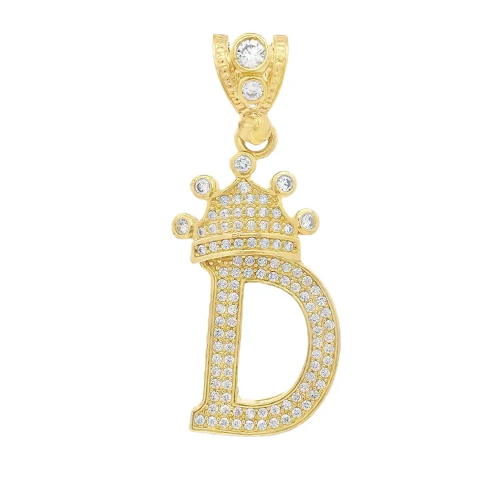 14K Initial (D) CZ Crown Pendant JTJ™