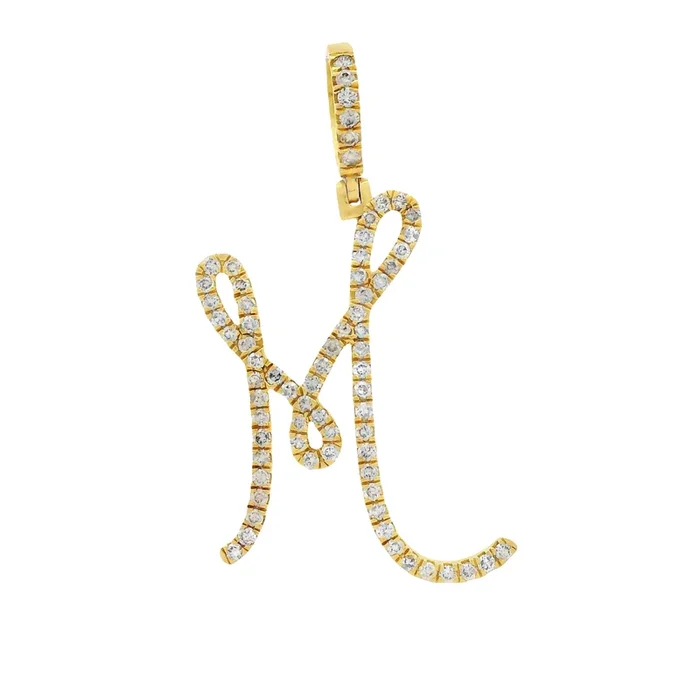 14K Initial M ?VS Diamonds Cursive Pendant JTJ™