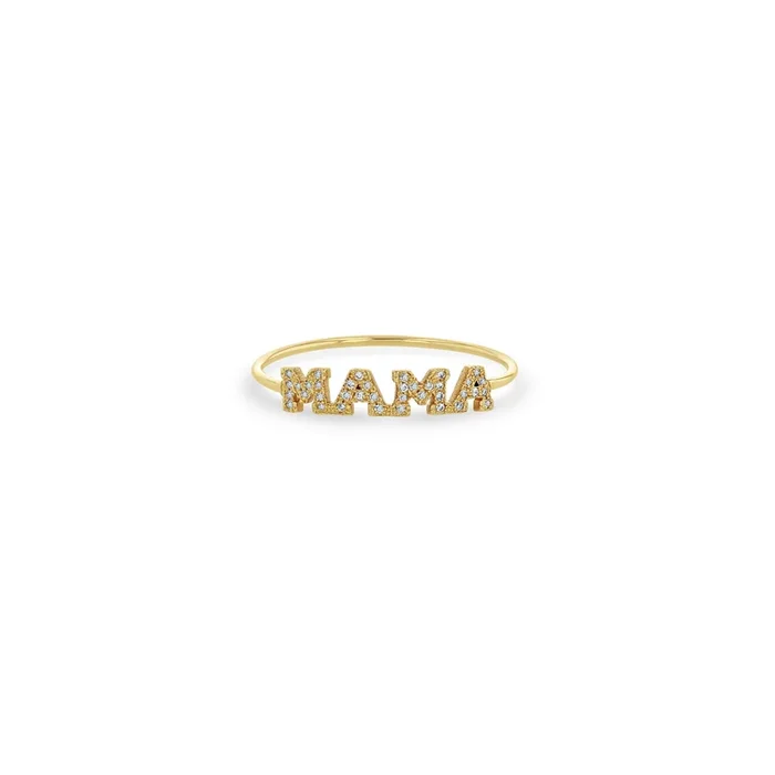 14k Itty Bitty Pavé Diamond MAMA Ring