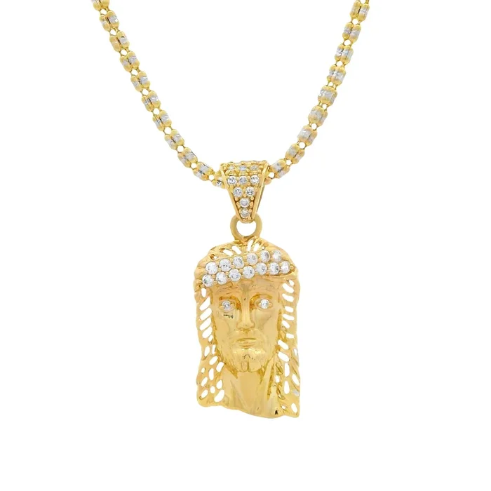 14K Jesus Face Pendant W/ Moon Ice Chain (2.5MM – 22” Inches) JTJ™