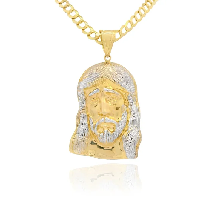 14K Jesus face Pendant W/ Solid Cuban Chain (5.7MM – 24” Inches) JTJ™