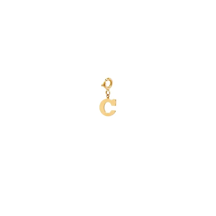 14k Large Initial Letter Charm Pendant on Spring Ring