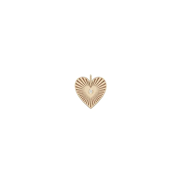 14k Medium Radiant Heart Diamond Bezel Medallion Charm Pendant