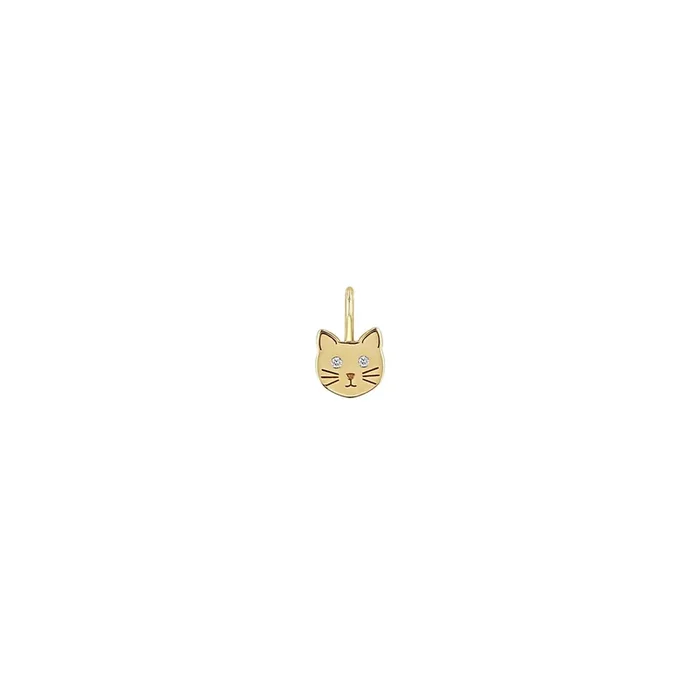 14k Midi Bitty Cat with Diamond Eyes Charm