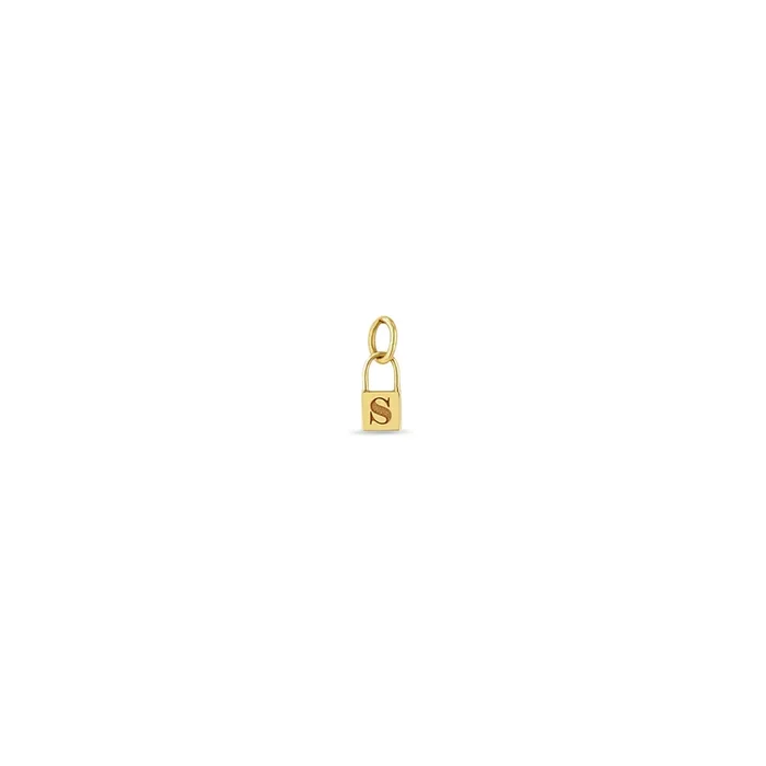 14k Midi Bitty Initial Padlock Charm