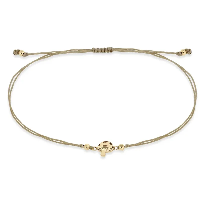 14k Midi Bitty Mushroom Cord Bracelet