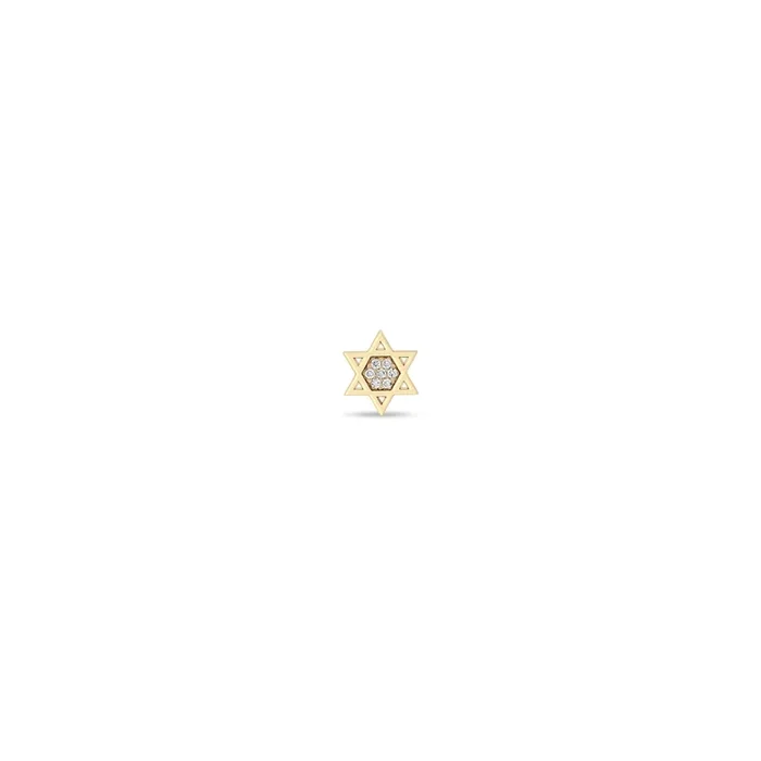 14k Midi Bitty Pavé Diamond Star of David Stud