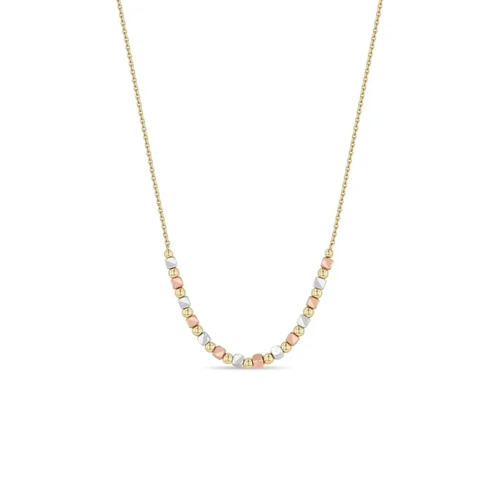 14k Mixed Gold Large Mixed Shape Bead Station Necklace – SALE
