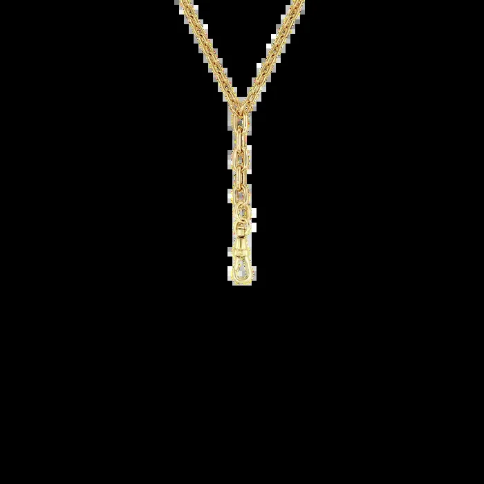 14k Mixed Small & Medium Square Oval Link Chain Lariat with Fob Clasp