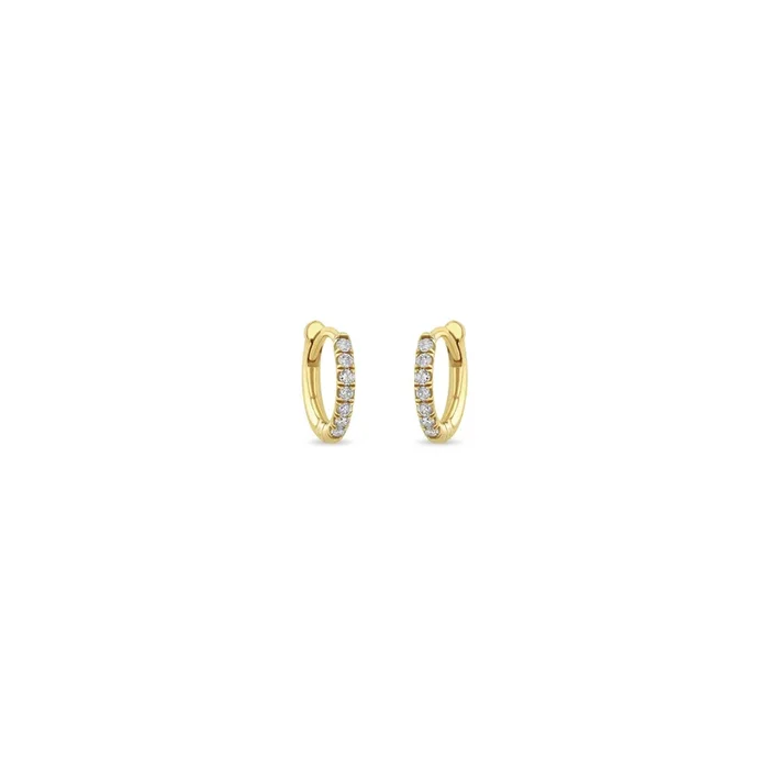 14k Pavé Diamond Hinge Huggie Hoops