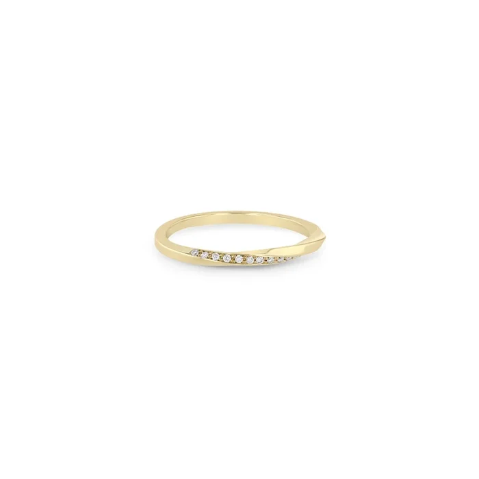 14k Pavé Diamond Twisted Square Band Ring