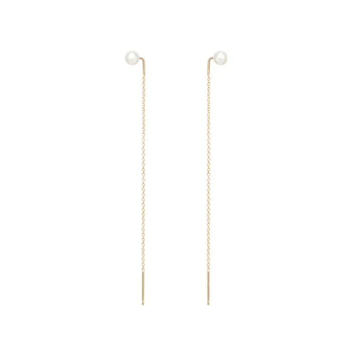 14k Pearl Threader Earrings