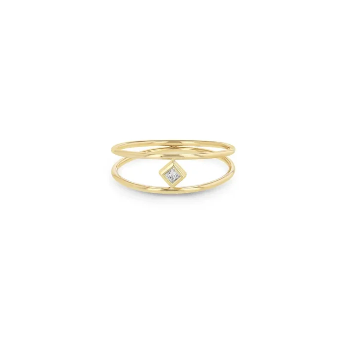 14k Princess Diamond Double Band Ring