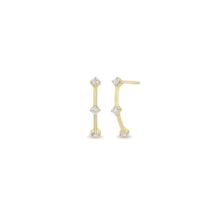 14k Prong Diamond Dash Arc Drop Earrings