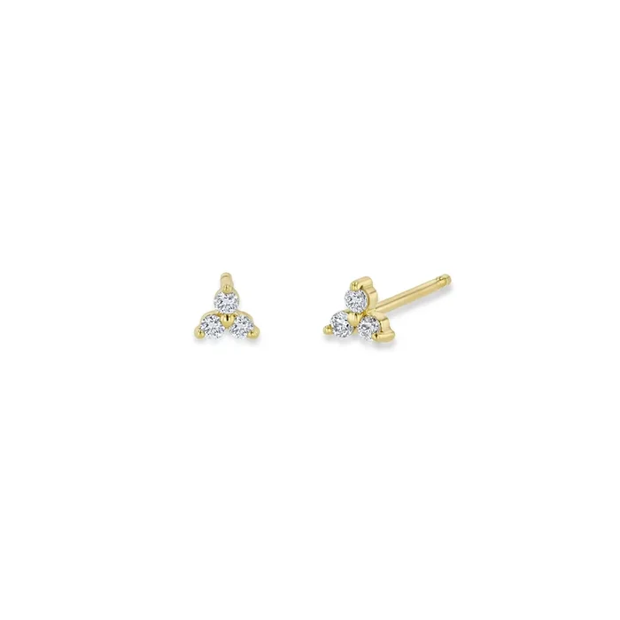 14k Prong Diamond Trio Flat Back Studs