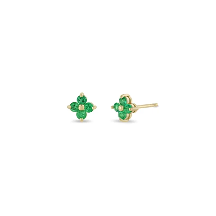 14k Prong Emerald Quad Studs