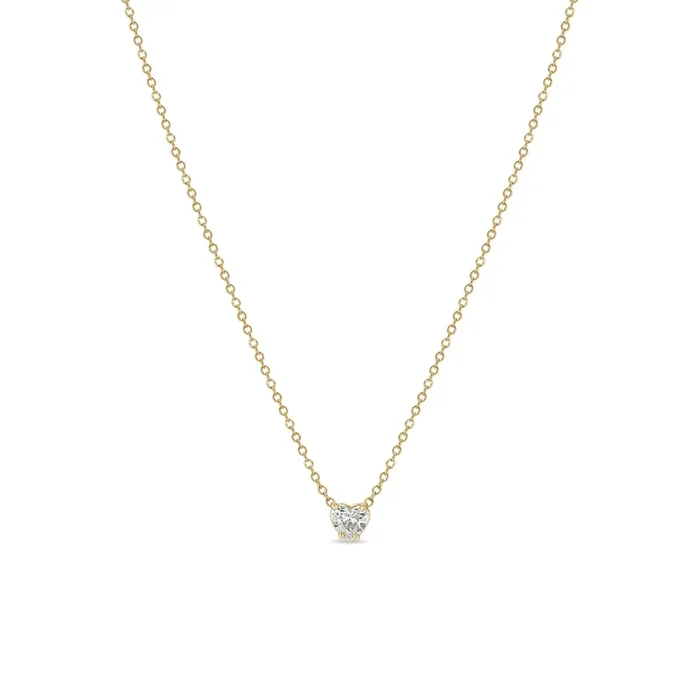 14k Prong Heart Shaped Diamond Necklace