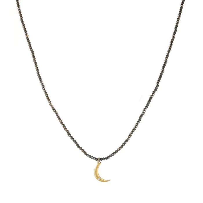 14k Pyrite and Diamond Beaded Necklace