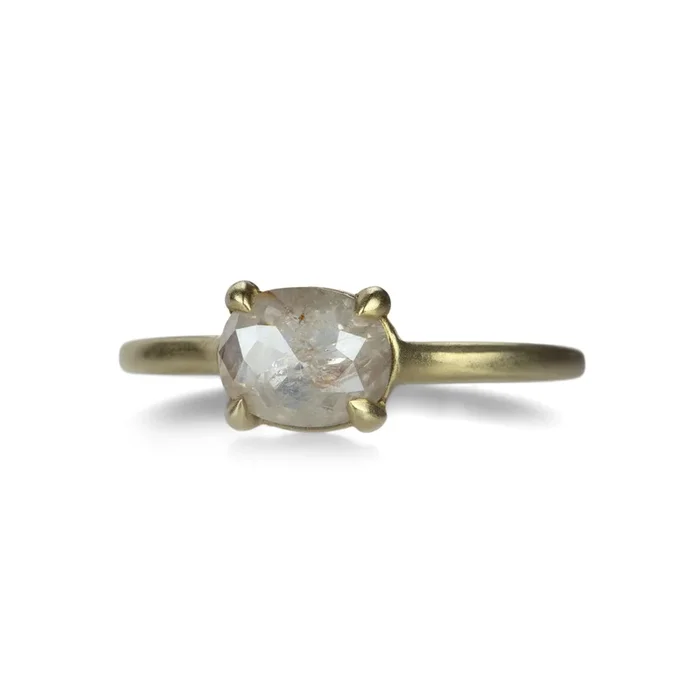 14k Rose Cut Rustic Diamond Solitaire Ring