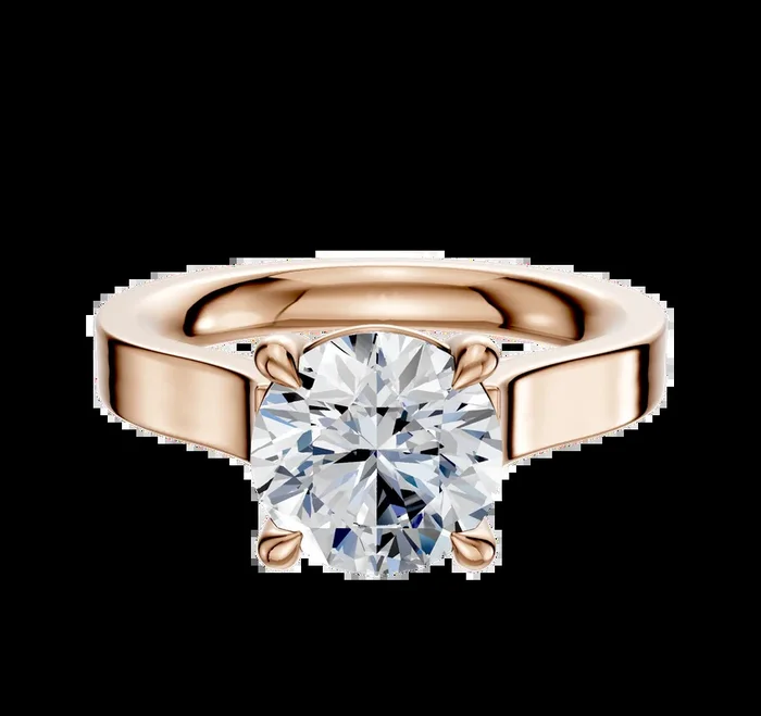 14K Rose Gold 4 Prong Basket Cathedral Flat 3.0mm Engagement Ring