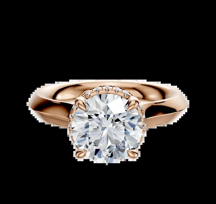 14K Rose Gold 4 Prong Collar Cathedral Knife Edge 3.0mm Engagement Ring