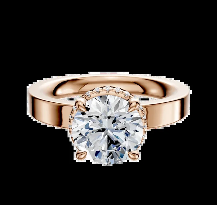 14K Rose Gold 4 Prong Collar Classic Flat 3.0mm Engagement Ring