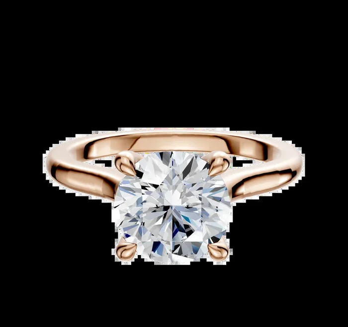 14K Rose Gold 4 Prong Hidden Halo Cathedral Dome 2.0mm Engagement Ring