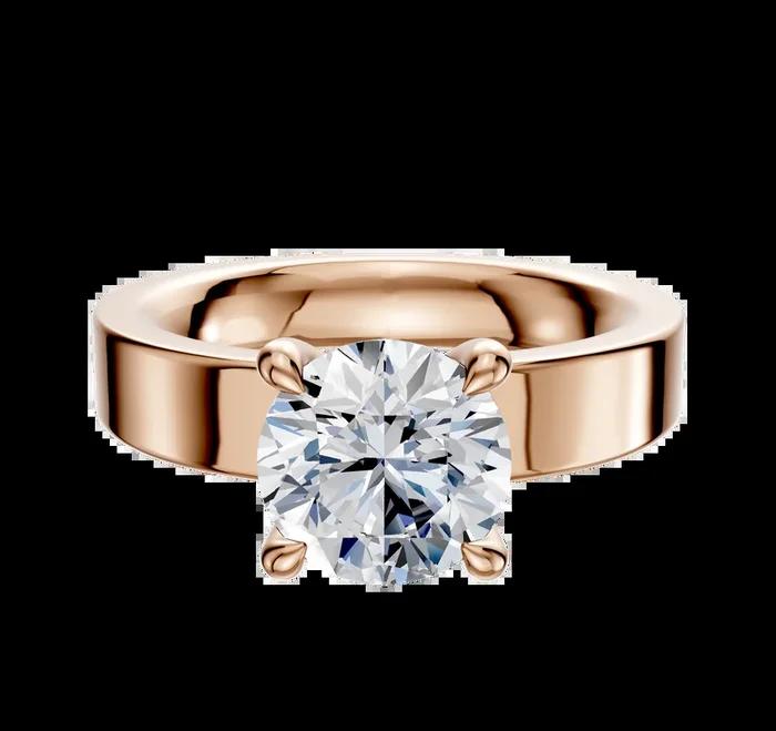 14K Rose Gold 4 Prong Hidden Halo Classic Flat 4.0mm Engagement Ring