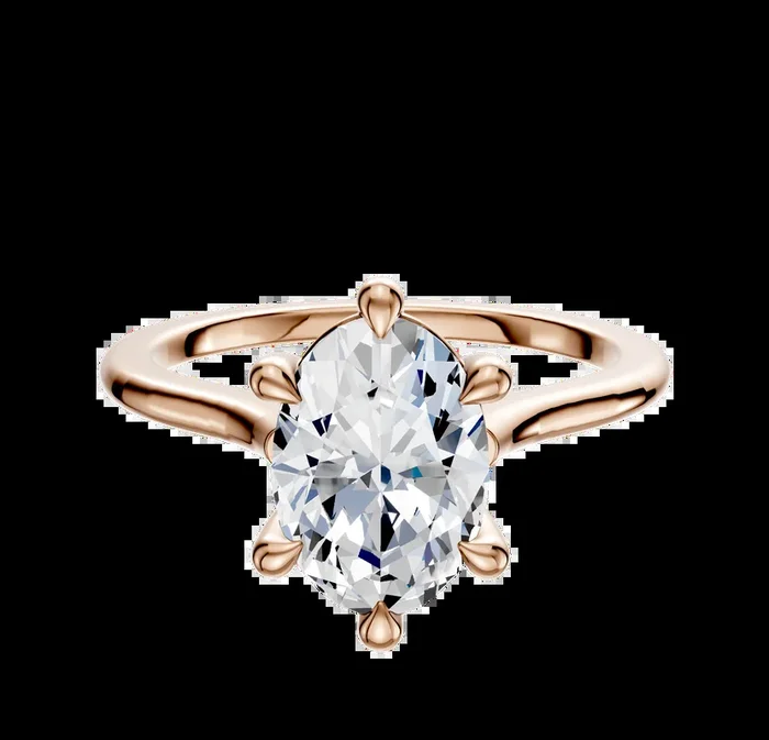 14K Rose Gold 6 Prong Basket Cathedral Dome 1.5mm Engagement Ring
