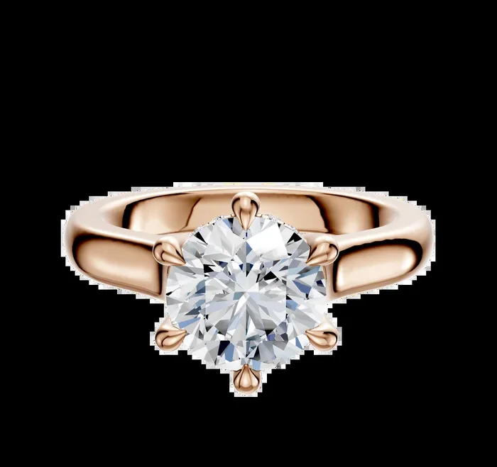 14K Rose Gold 6 Prong Hidden Halo Cathedral Dome 3.0mm Engagement Ring