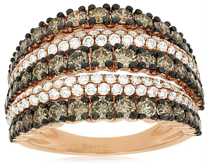14K Rose Gold And Black Rhodium Finish Contemporary Natural Diamonds Ring