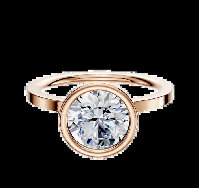 14K Rose Gold Bezel Full Bezel North/South Classic Flat 1.5mm Engagement Ring