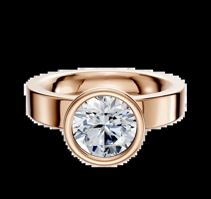 14K Rose Gold Bezel Full Bezel North/South Classic Flat 4.0mm Engagement Ring