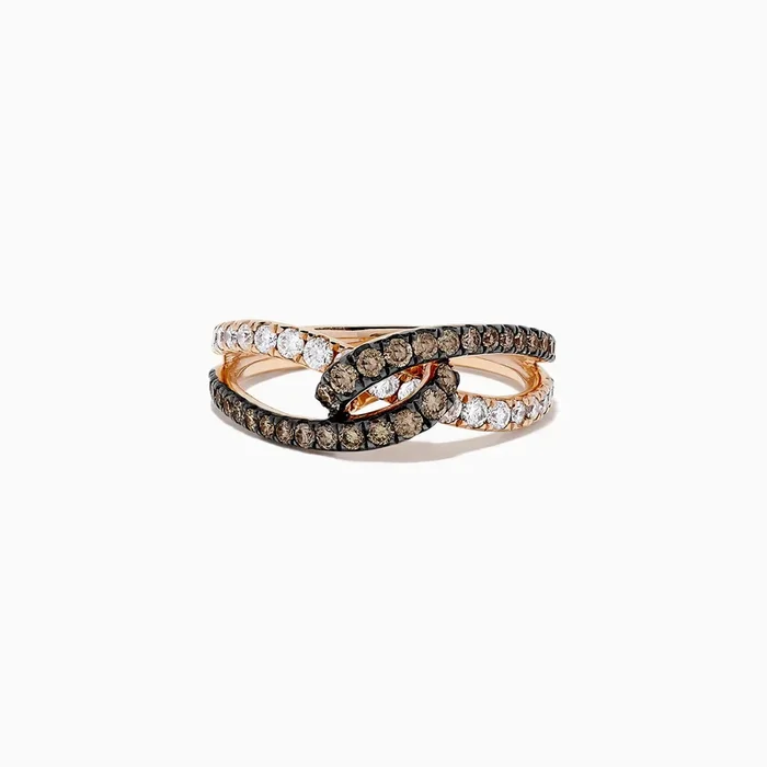 14K Rose Gold Espresso and Diamond Ring, 0.85 TCW