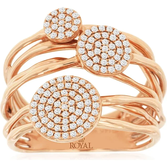 14K Rose Gold Free Form Natural Diamonds Ring