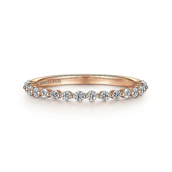 14K Rose Gold Single Prong Diamond Anniversary Band