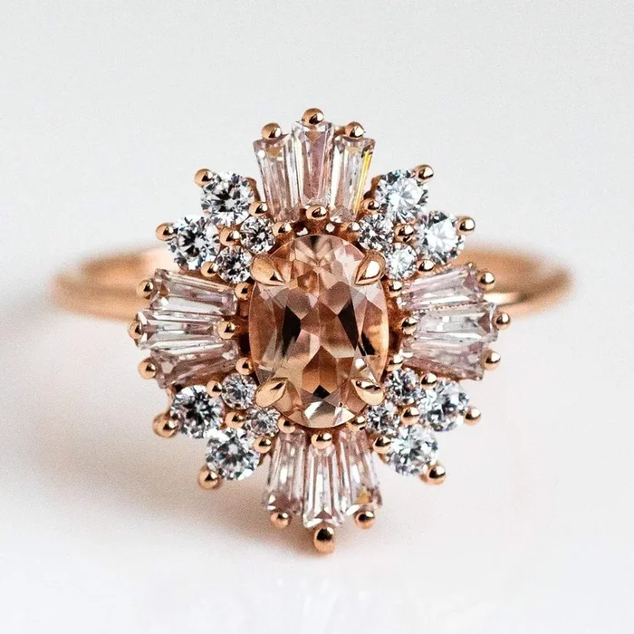 14K Rose Gold Victoria Vintage Cluster Ring