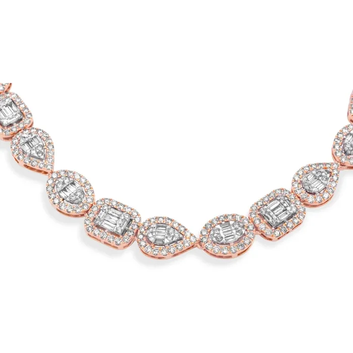 14k Rose/White Gold Fancy Shape Baguette Chain 12.91ctw