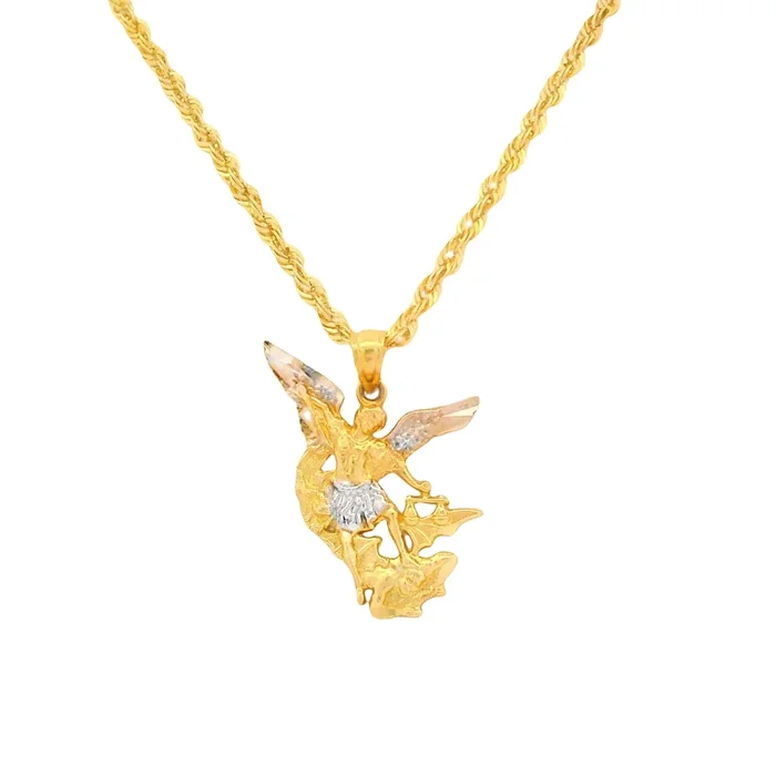 14K San Miguel Pendant (S) W/ Hollow Rope Chain (18” Inches) JTJ™