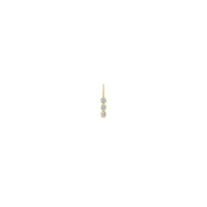 14k Single 3 Vertical Diamond Bezel Charm Pendant
