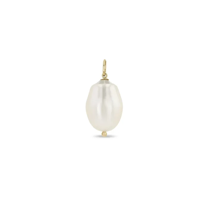 14k Single Baroque Pearl Charm Pendant