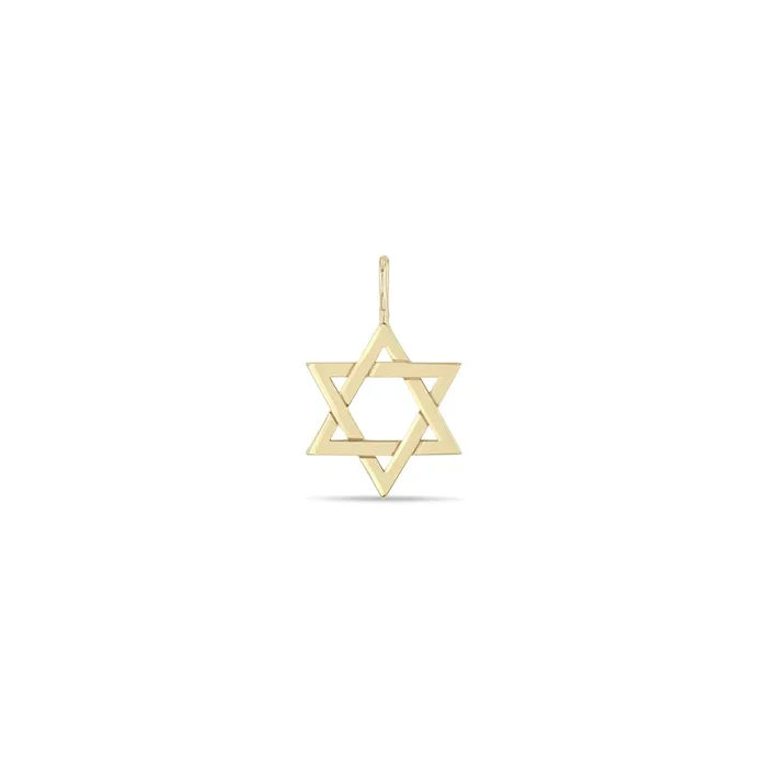 14k Single Medium Star of David Charm Pendant