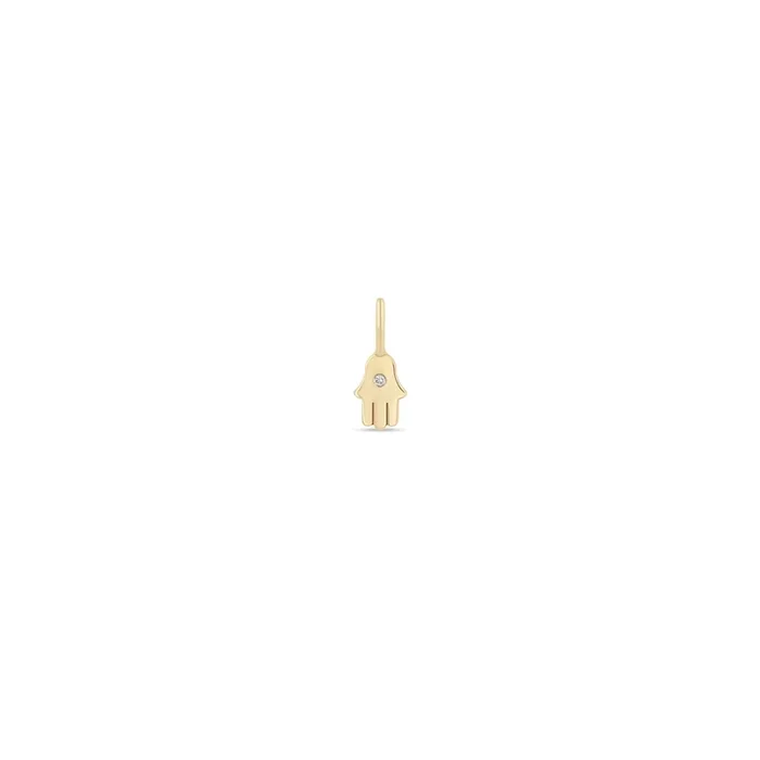 14k Single Midi Bitty Diamond Hamsa Charm